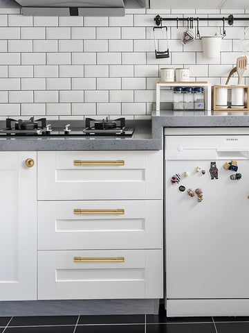 Khtumeware kitchen cabinet handle in brushed brass, 1in diameter for easy grip.