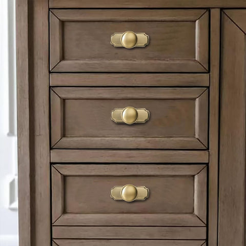 Khtumeware satin brass backplate provides a refined durable cabinet update.
