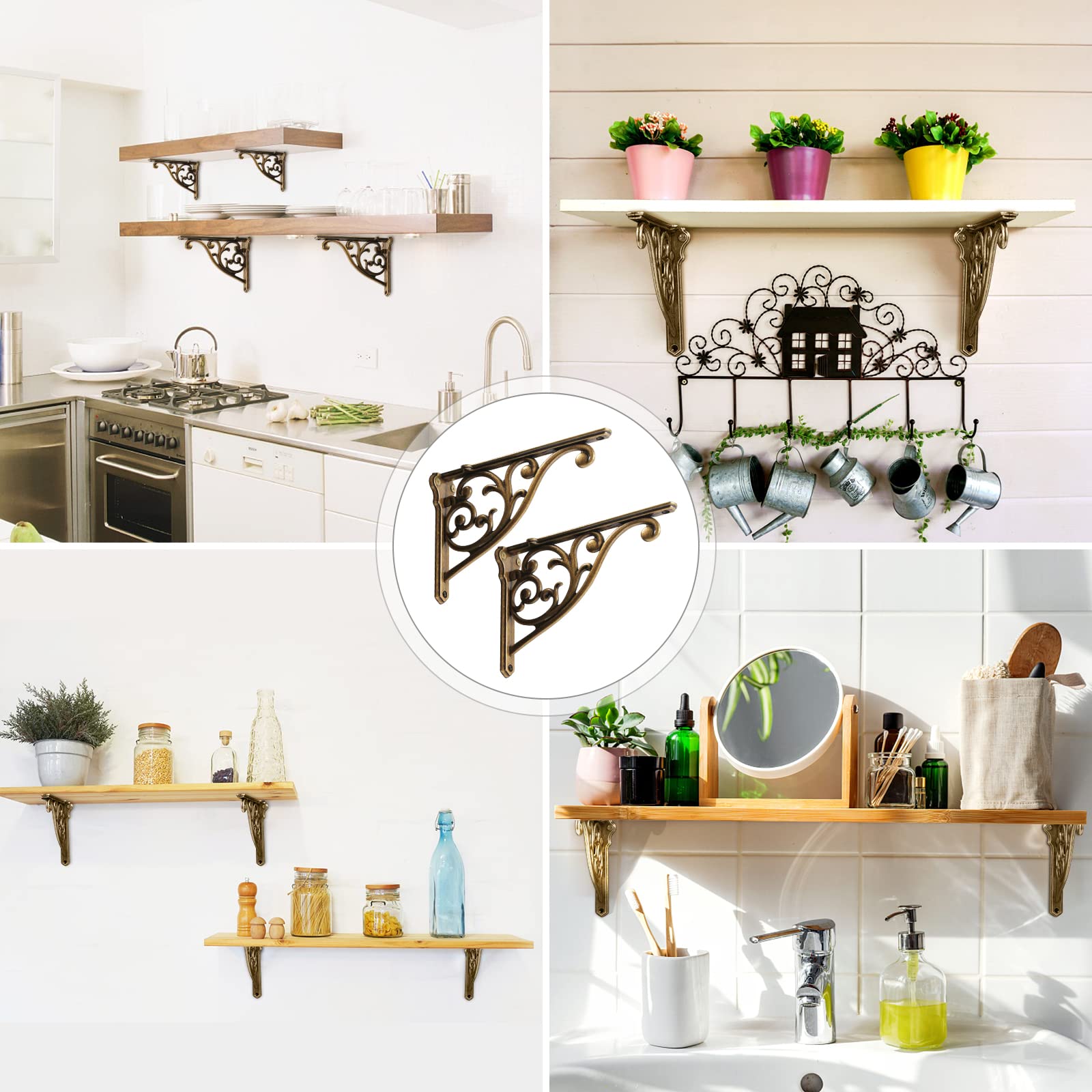 Khtumeware 8-inch antique brass bracket with included hardware enables quick installation