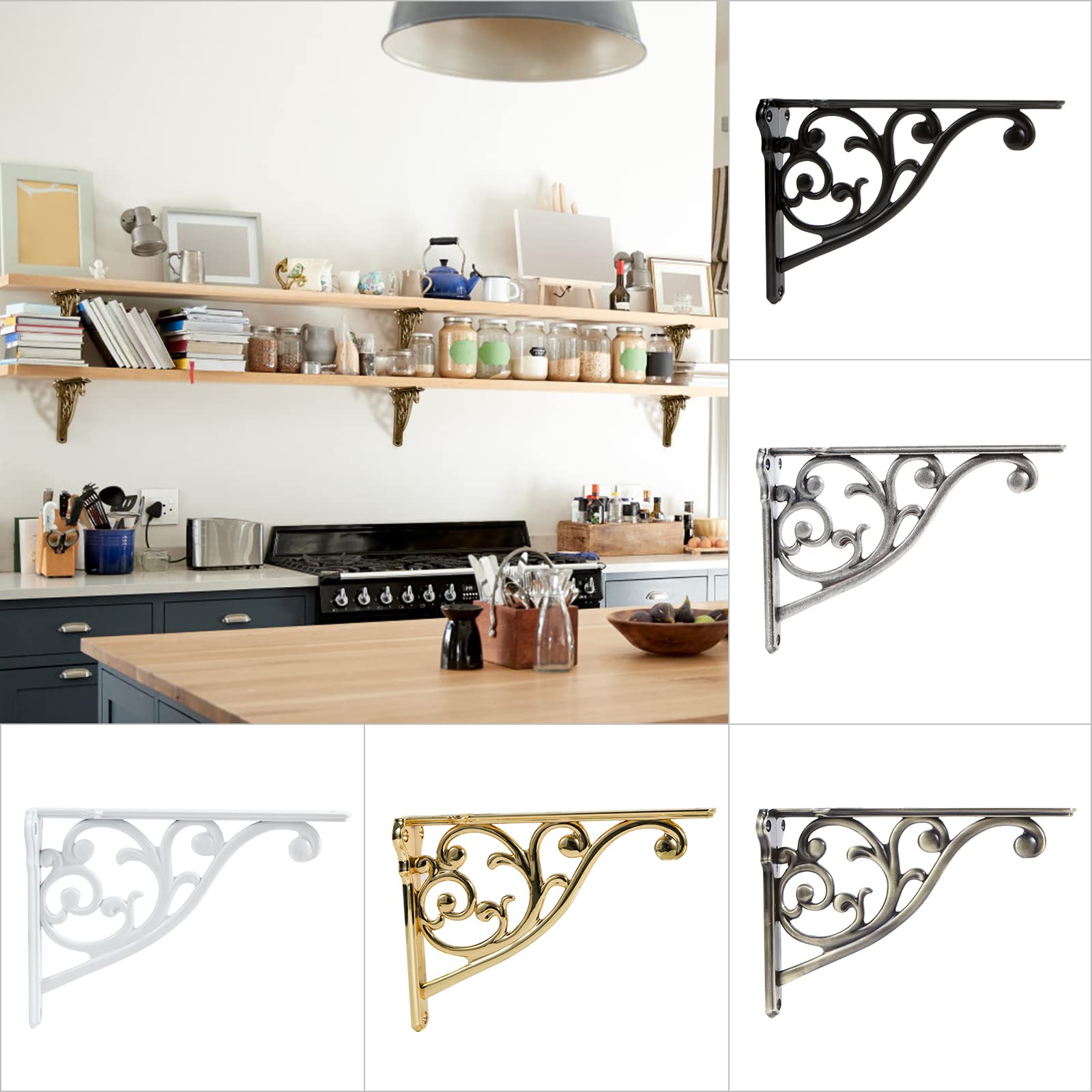 Khtumeware 8-inch antique brass bracket pack of 4 ready for upgrades