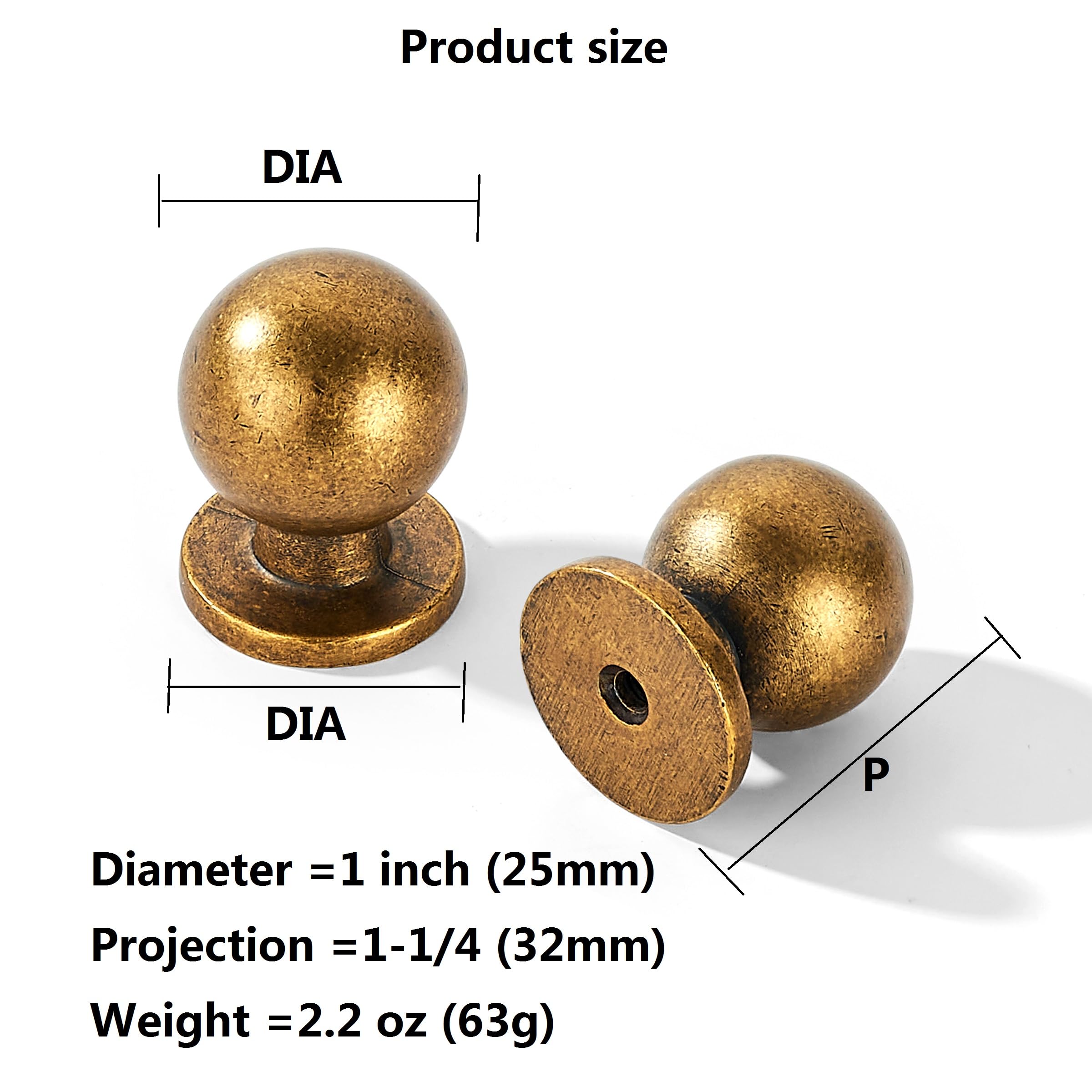Khtumeware vintage brass ball knob closeup for timeless cabinet appeal