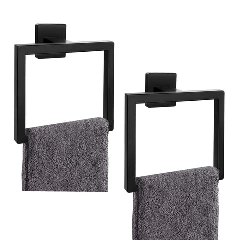 Kiakuoow matte black towel ring set for a modern bathroom