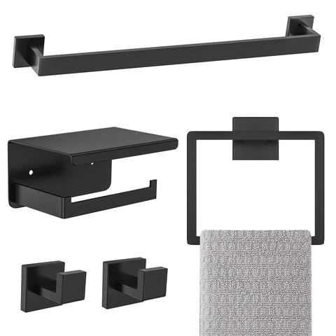 Kiakuoow matte black 16-inch towel bar enhances modern bathroom style