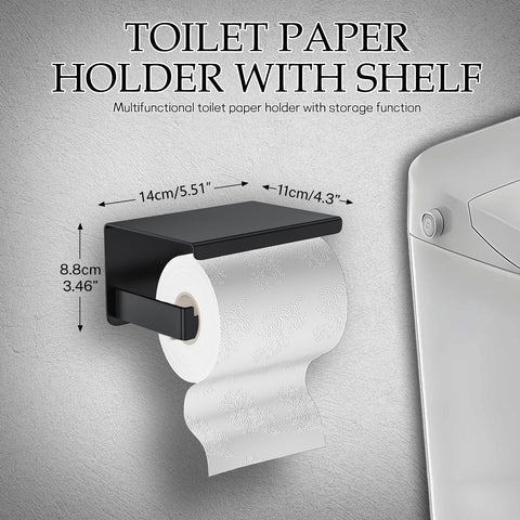 Kiakuoow matte black toilet paper holder keeps essentials within reach