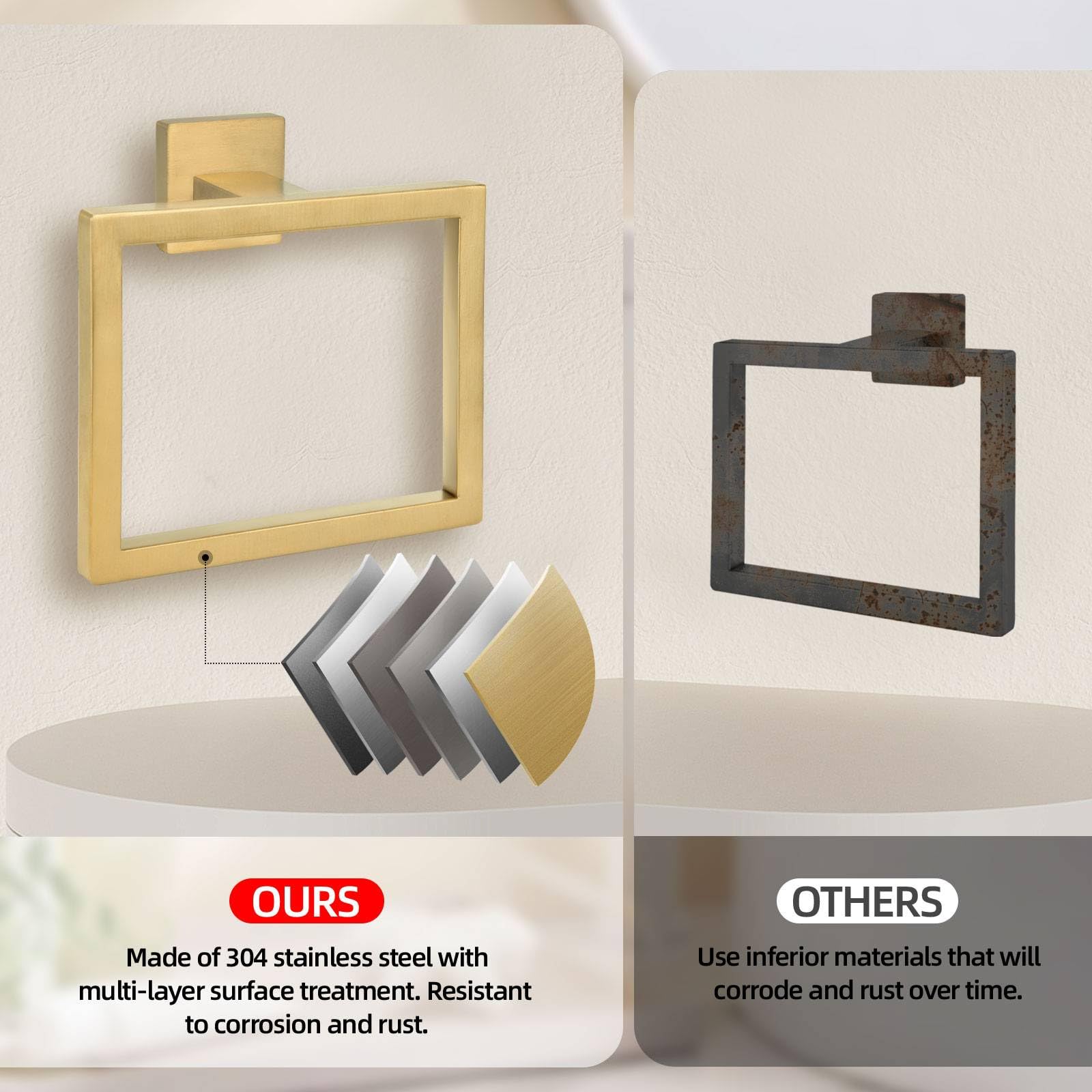 Kiakuoow square design towel ring for contemporary style