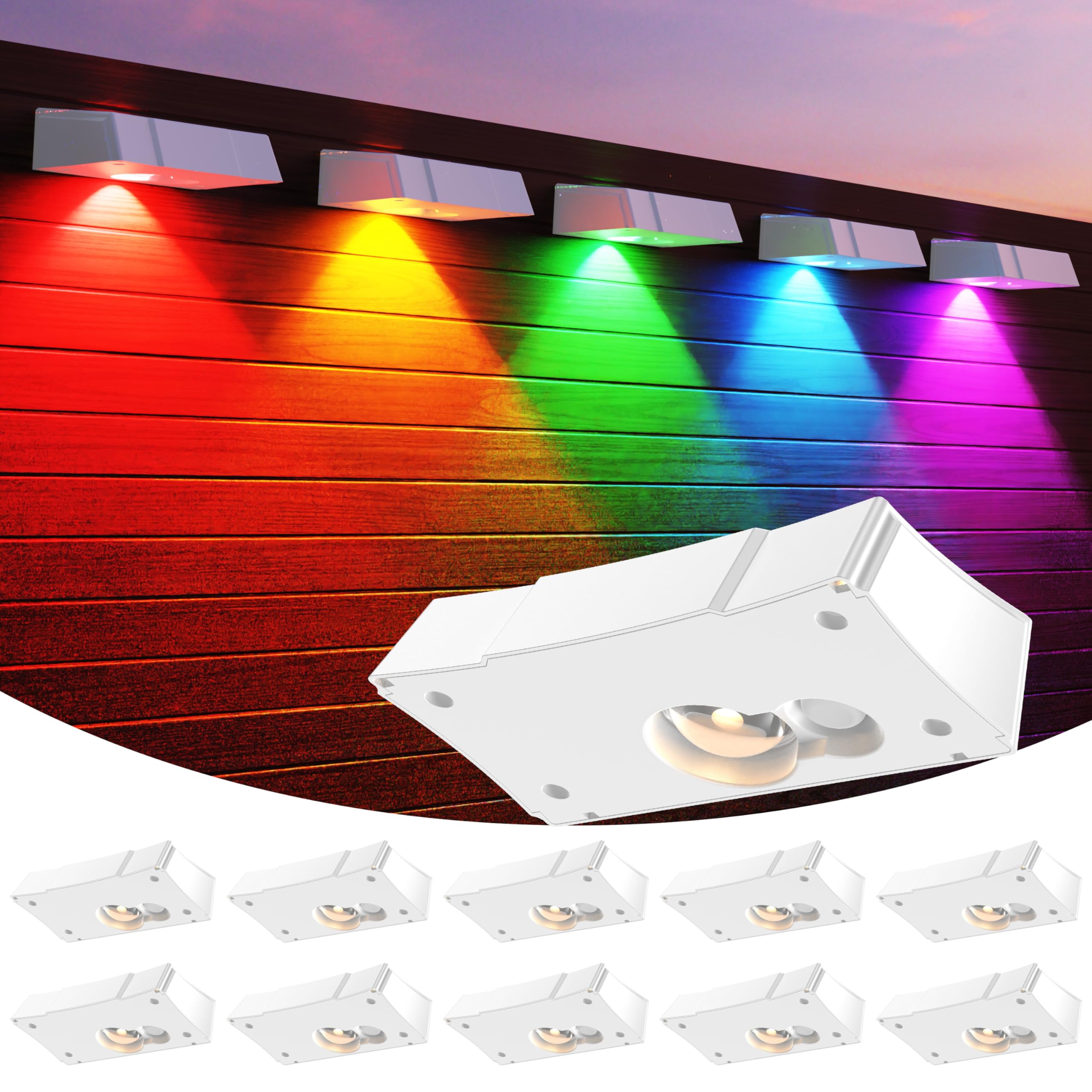 KIALUSH solar fence lights front view showing compact design for subtle yard lighting