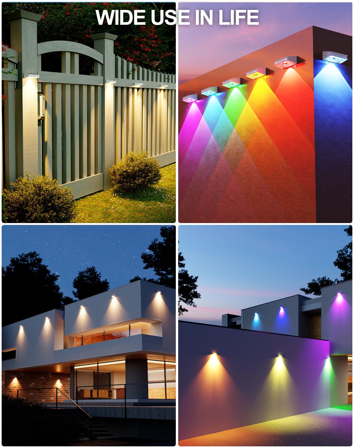 KIALUSH solar fence lights on at dusk illustrating extended nighttime use