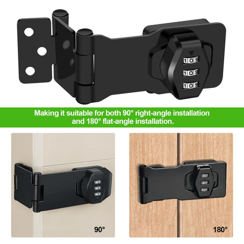 Close-up of KIBBEH solid 304 stainless steel hasp lock showing durable, polished surface.