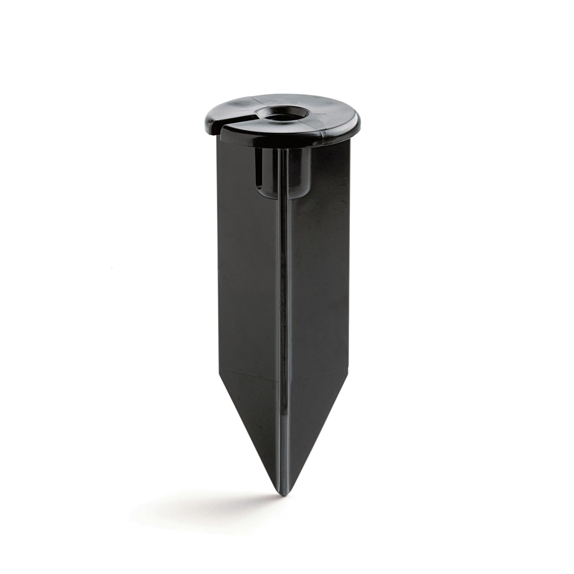 Kichler 8-inch outdoor landscape stake in black provides sturdy support for pathway lighting.