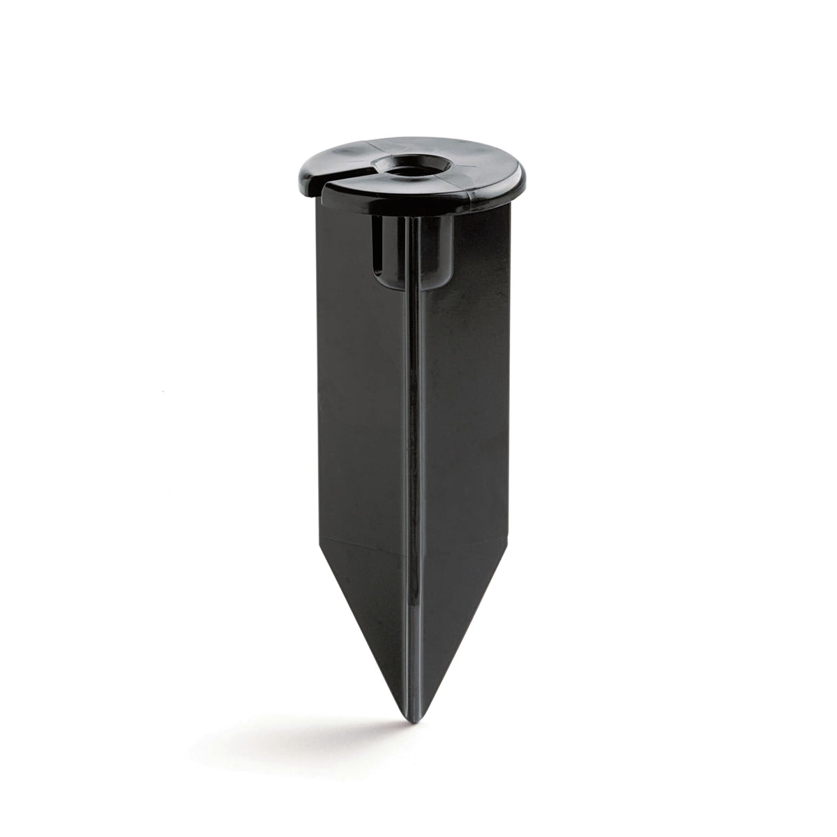 Kichler 8-inch outdoor landscape stake in black provides sturdy support for pathway lighting.