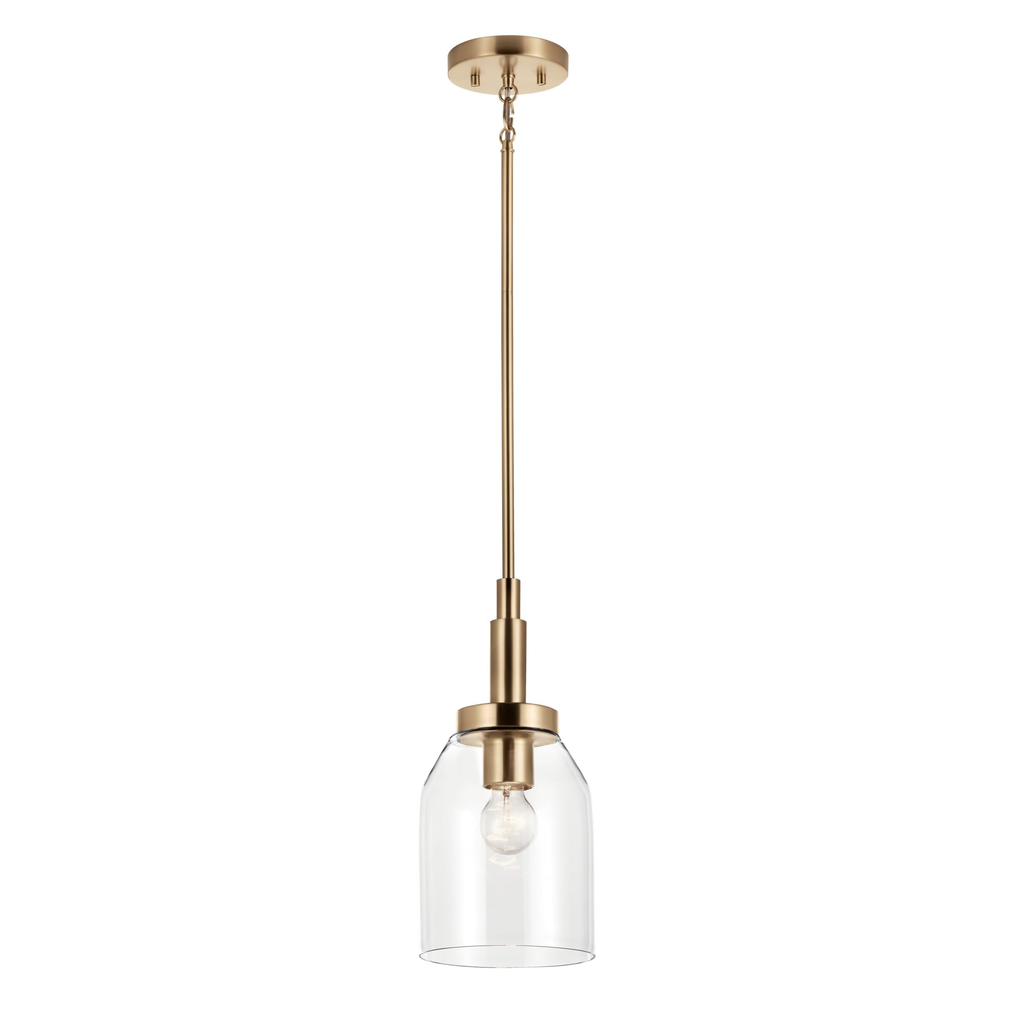 Kichler Madden 1-light pendant with clear glass for bright task lighting over counters