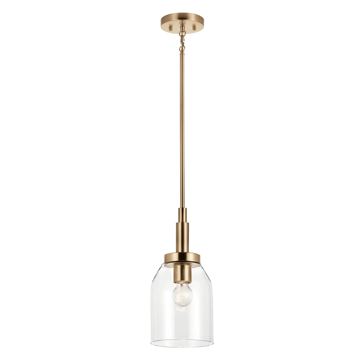 Kichler Madden 1-light pendant with clear glass for bright task lighting over counters