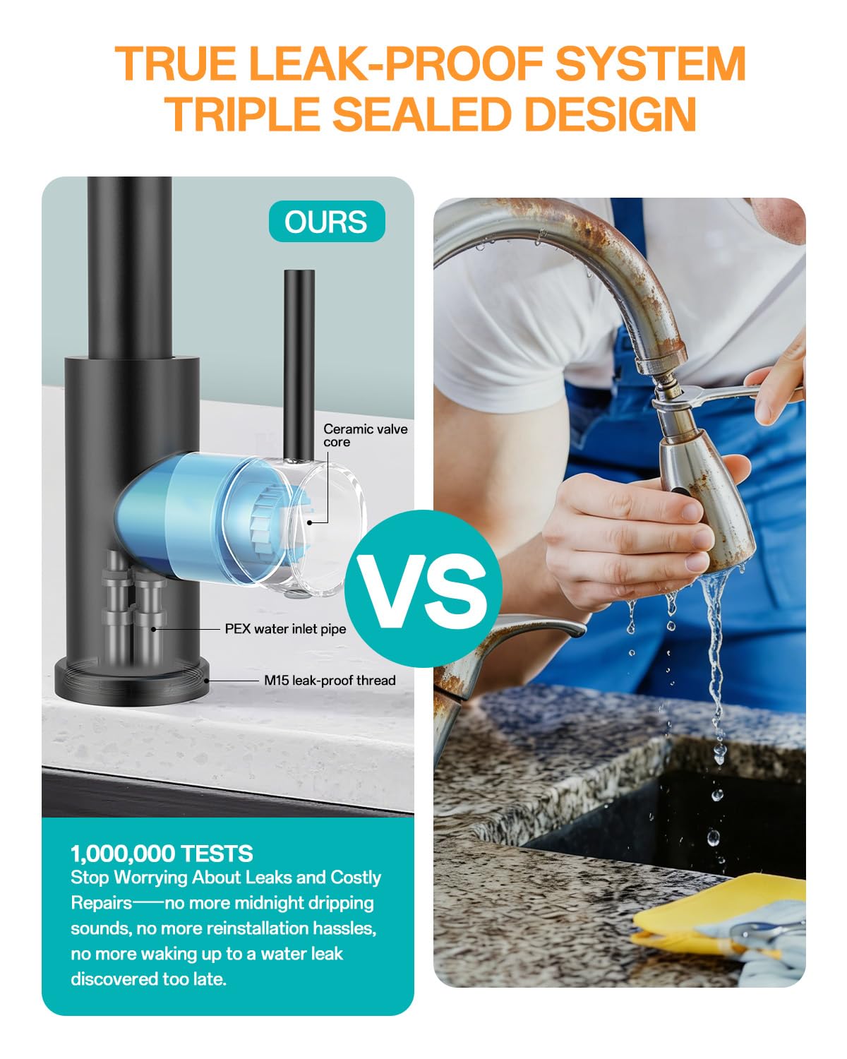 Kicimpro 23-inch hose reaches all corners of a large sink.