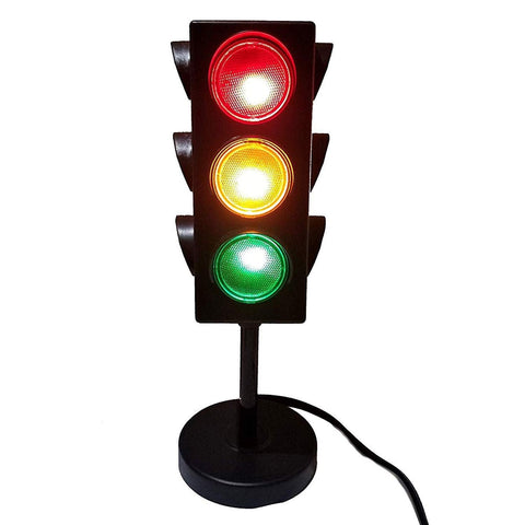 Kicko 11-inch traffic lights lamp on base for desk or nightstand urban vibe.