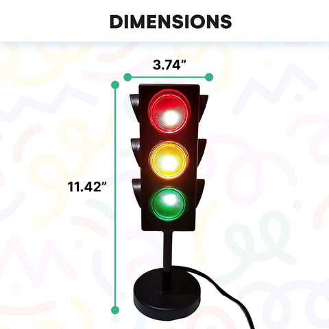 Kicko traffic lights lamp with red yellow green sides for themed decor.