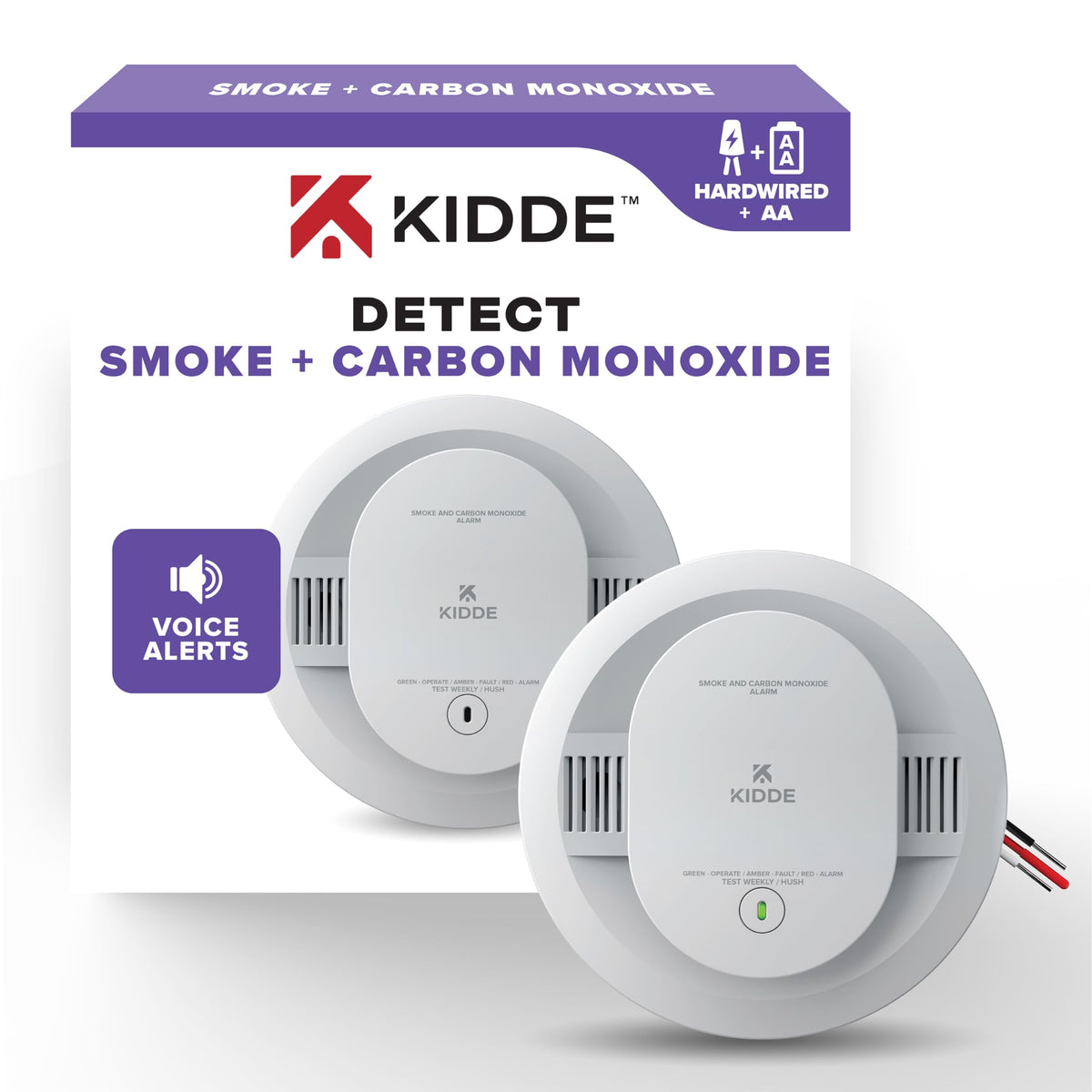 Kidde 30CUAR-V detector front view for living spaces and alert readiness