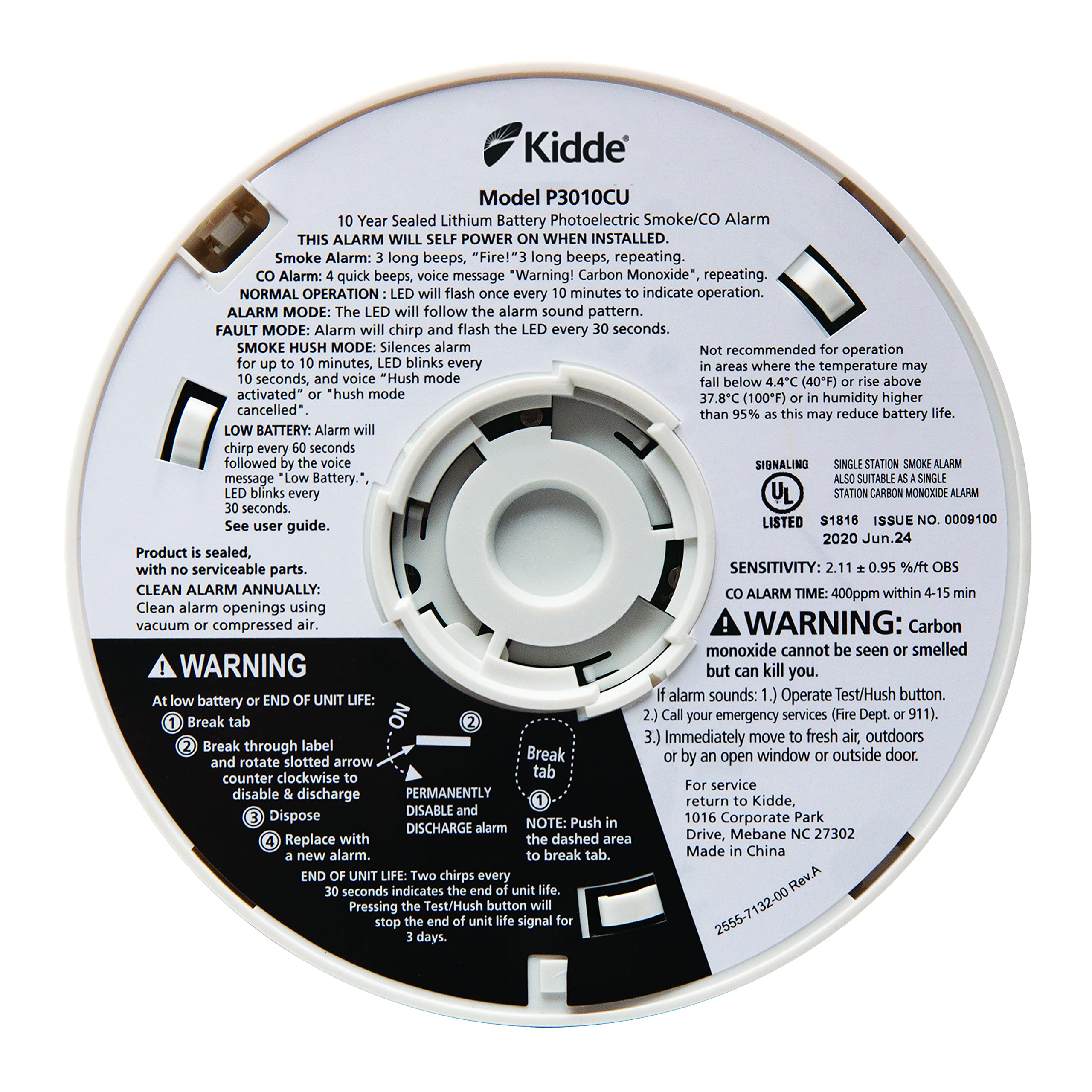 Kidde 85-decibel alarm sound capturing strong room alert.