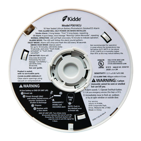 Kidde 85-decibel alarm sound capturing strong room alert.