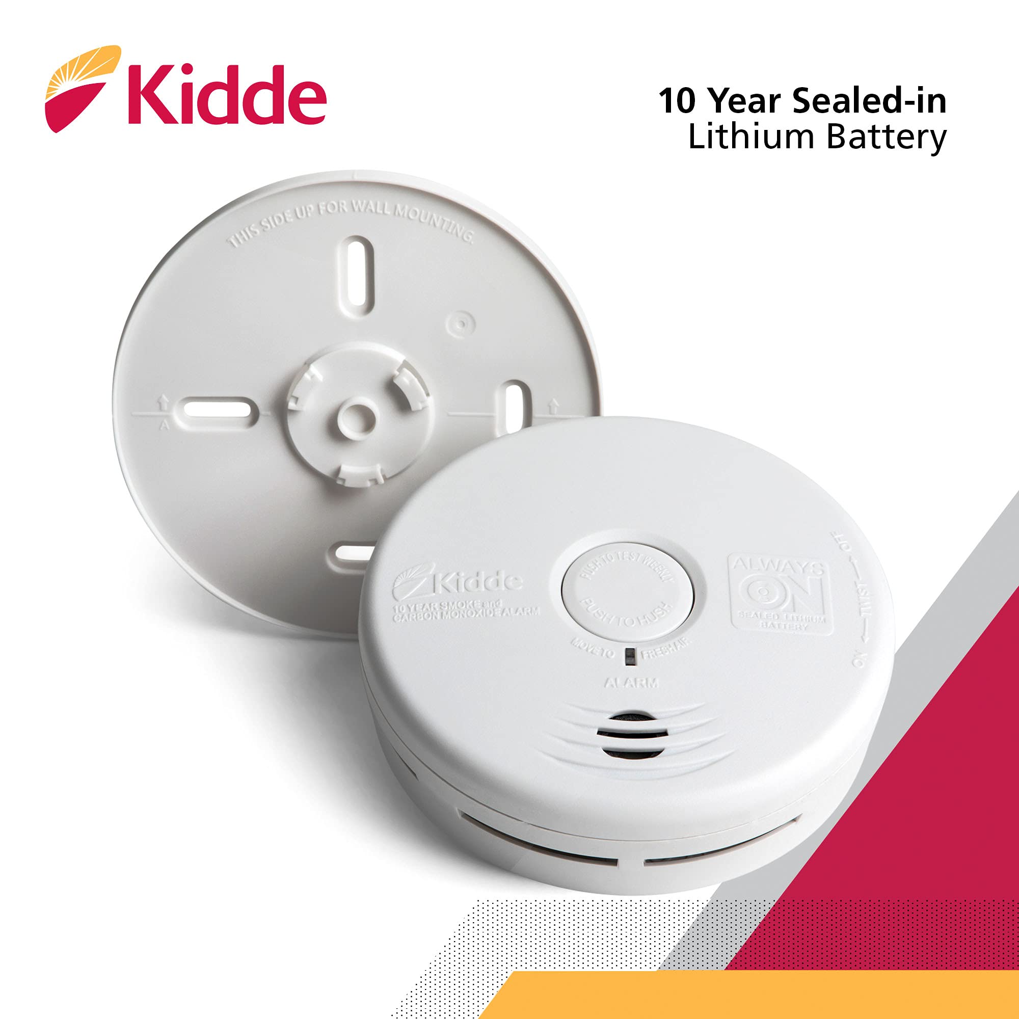Kidde 85 dB alarm sounds clearly to alert occupants to fire or CO events.