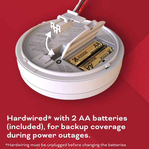 Kidde 900-CUAR detector showing battery backup for power outages.