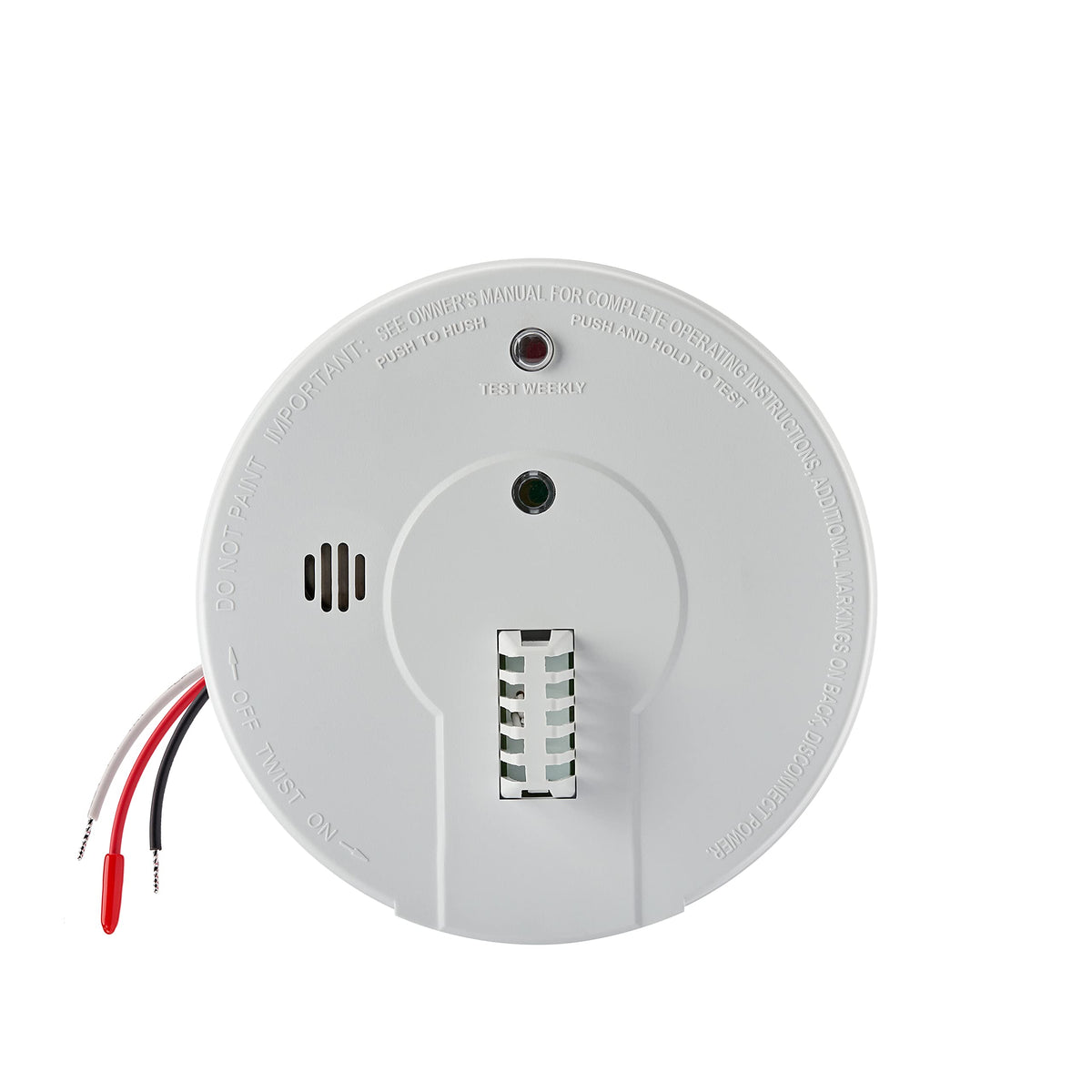Kidde HD135F heat detector front view showing sensor window and status LEDs for garage use
