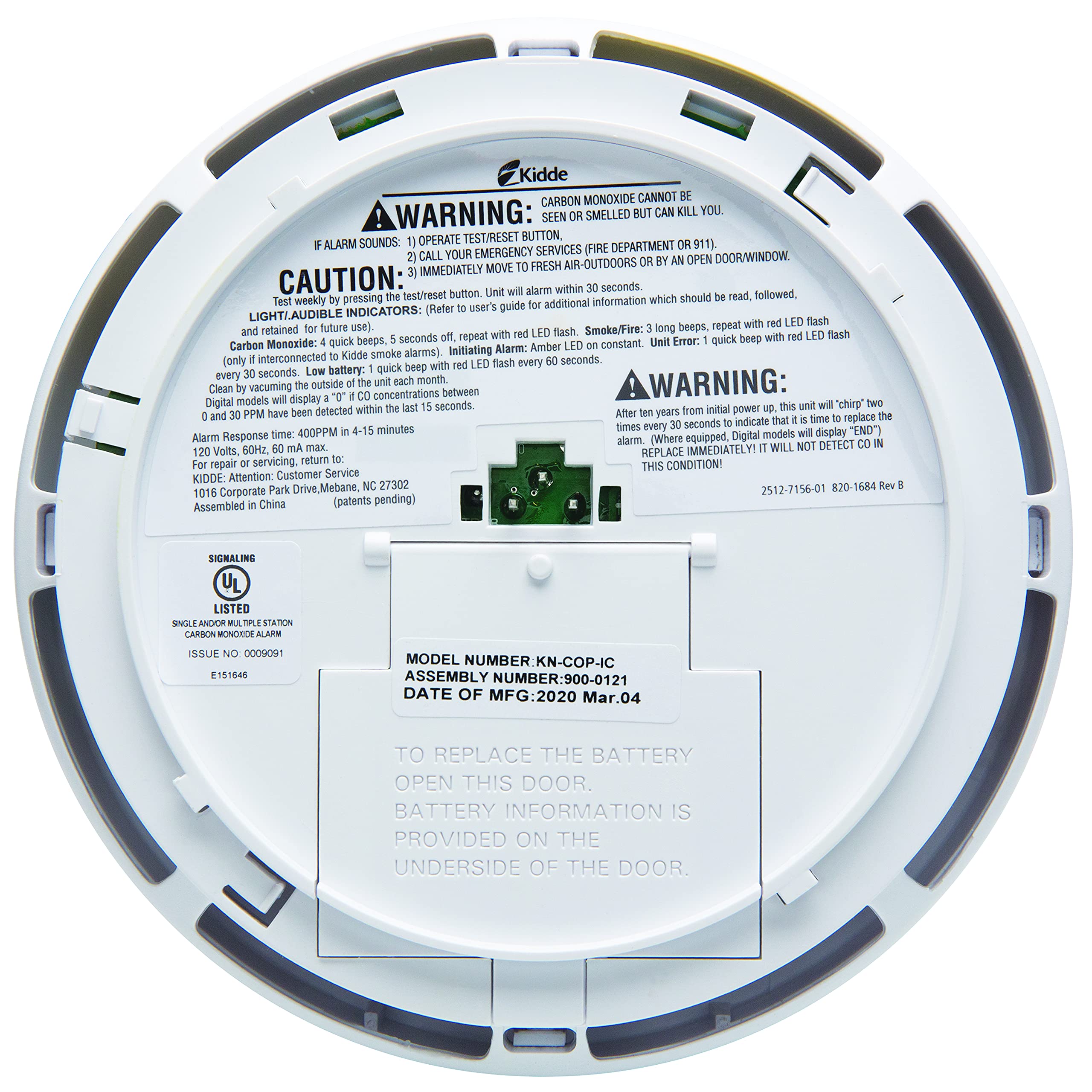 Kidde KN-COP-IC digital display highlights current CO level for safety