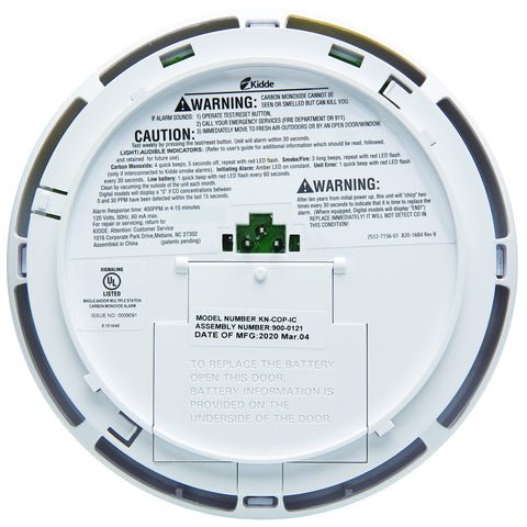 Kidde KN-COP-IC digital display highlights current CO level for safety
