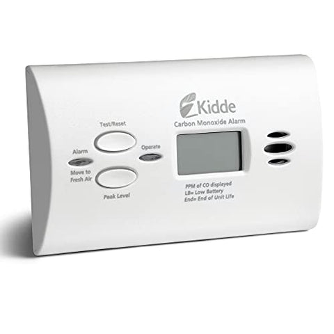Kidde low-battery indicator alerts when replacement is needed.