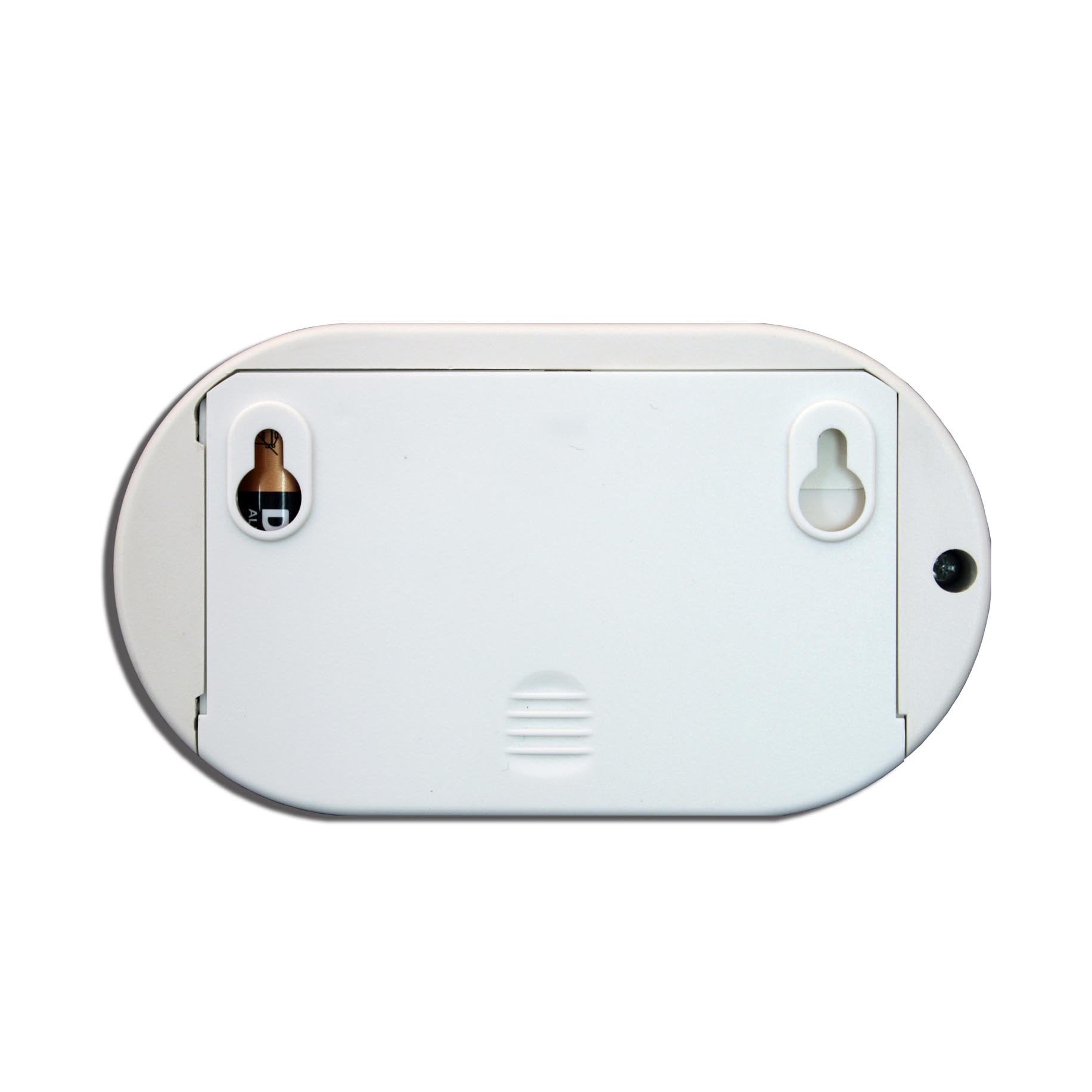 Kidde Nighthawk CO alarm back view with wall and tabletop mounting options