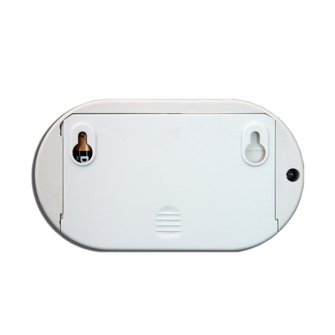 Kidde Nighthawk CO alarm back view with wall and tabletop mounting options