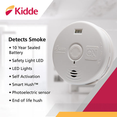 Kidde P3010H unit shows test-hush button for quick silencing