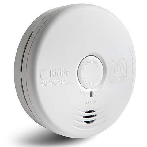 Kidde 2-in-1 smoke and CO detector in white provides dual protection against fire and CO threats.