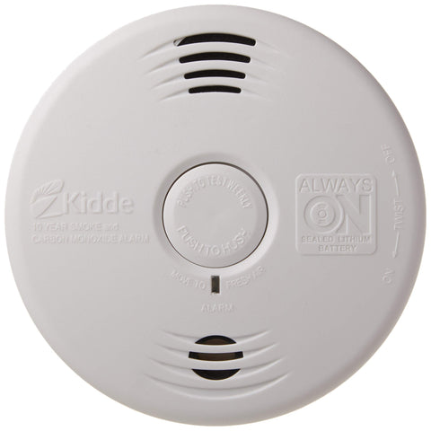 Kidde smoke and CO detector front view highlighting dual sensors for safer homes.