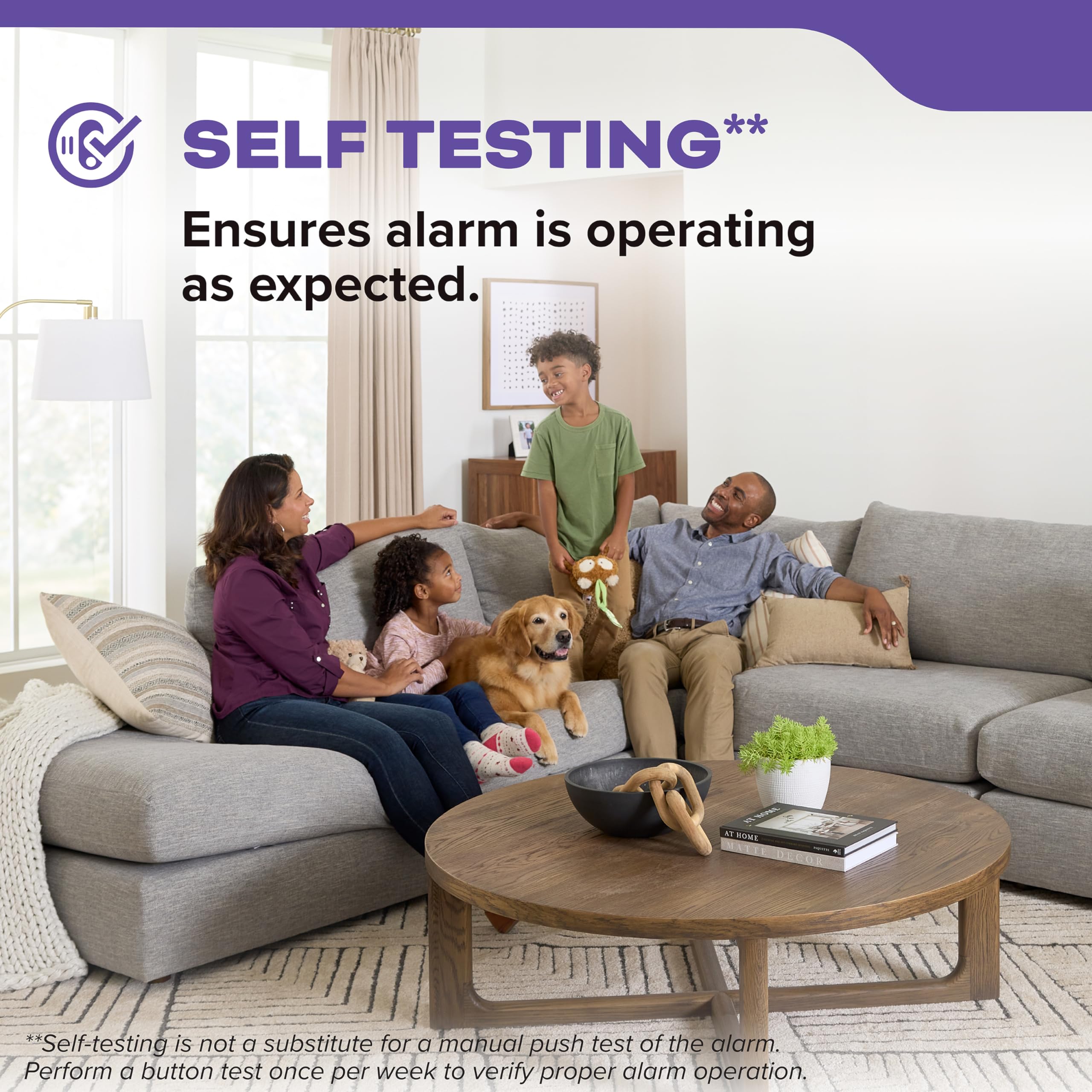 Kidde LED indicators visible on the alarm for quick status reading.