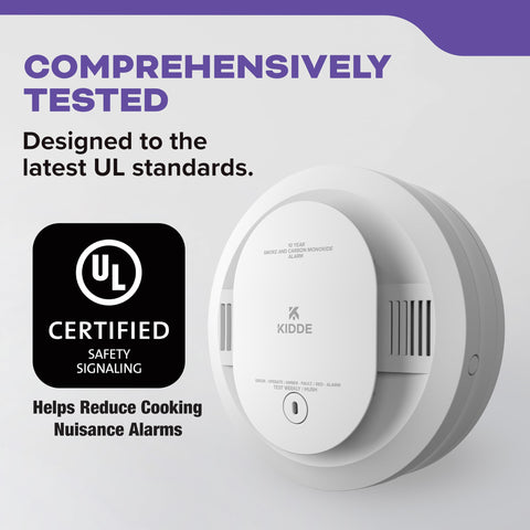 Kidde self-test indicator shows ongoing reliability checks for the unit.