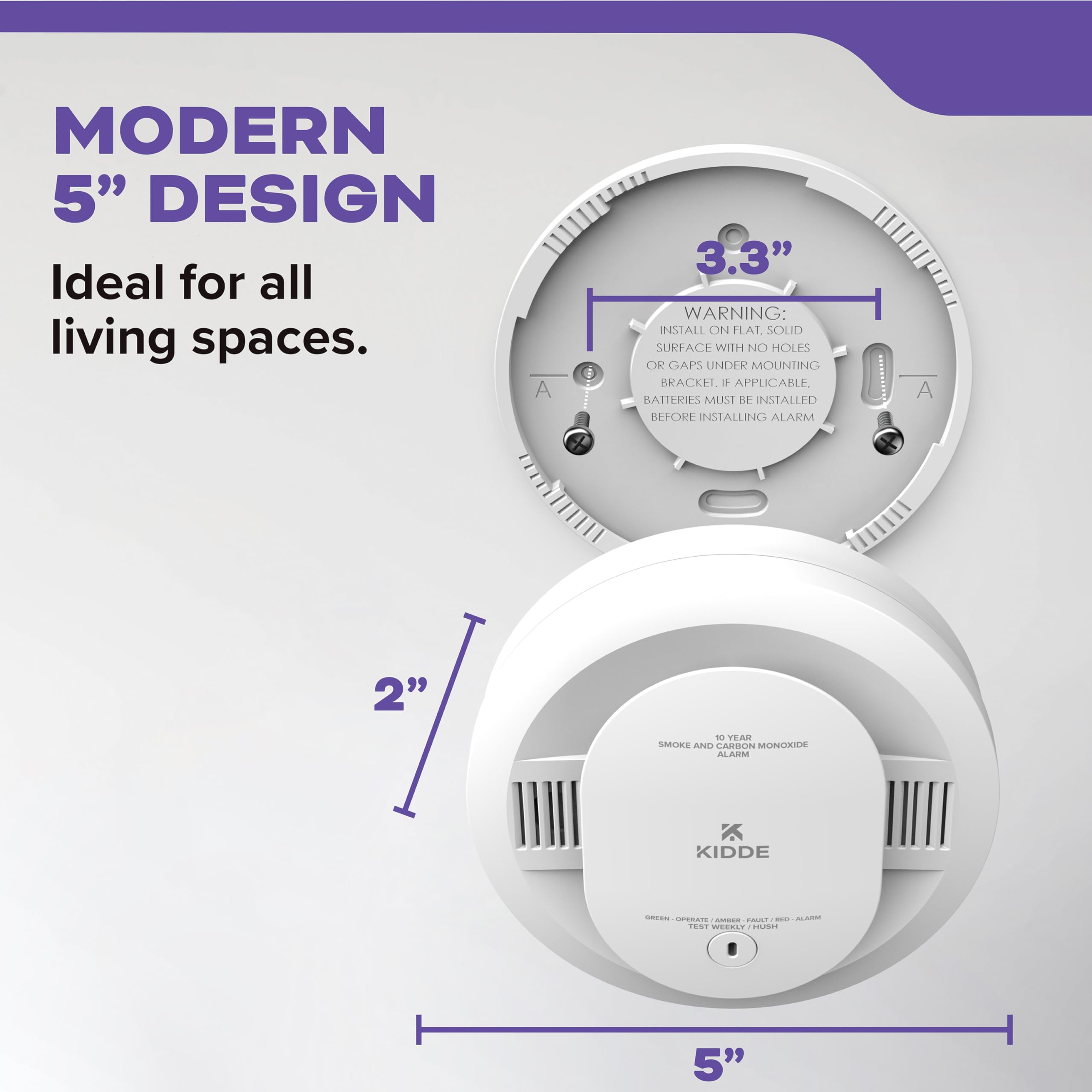 Kidde twist-and-click mounting bracket enables quick installation.