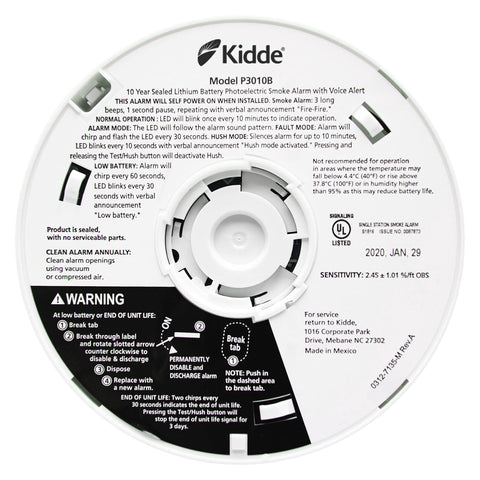 Kidde smoke detector test-hush button helping silence cooking or steam alarms.