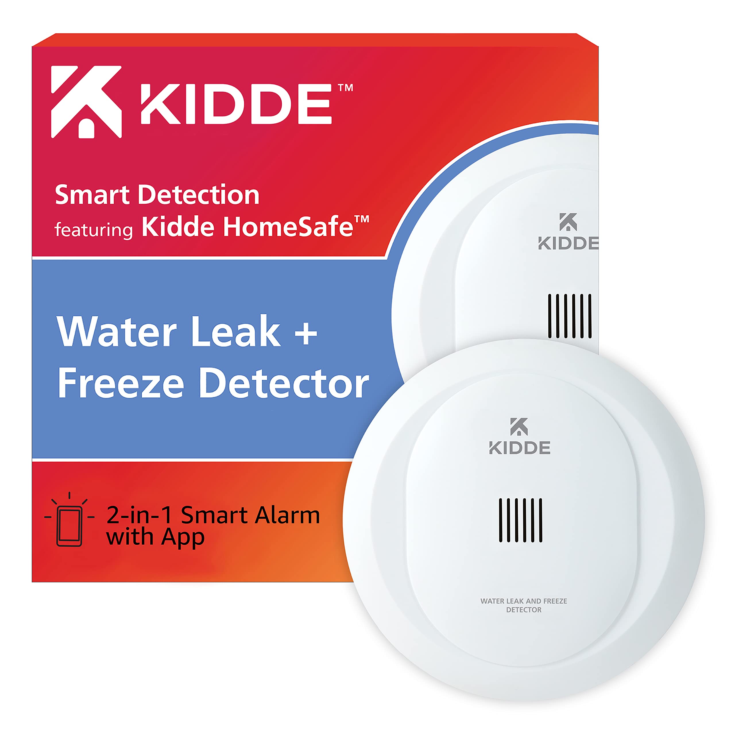 Kidde wifi water leak detector front view for discreet placement and rapid alerts