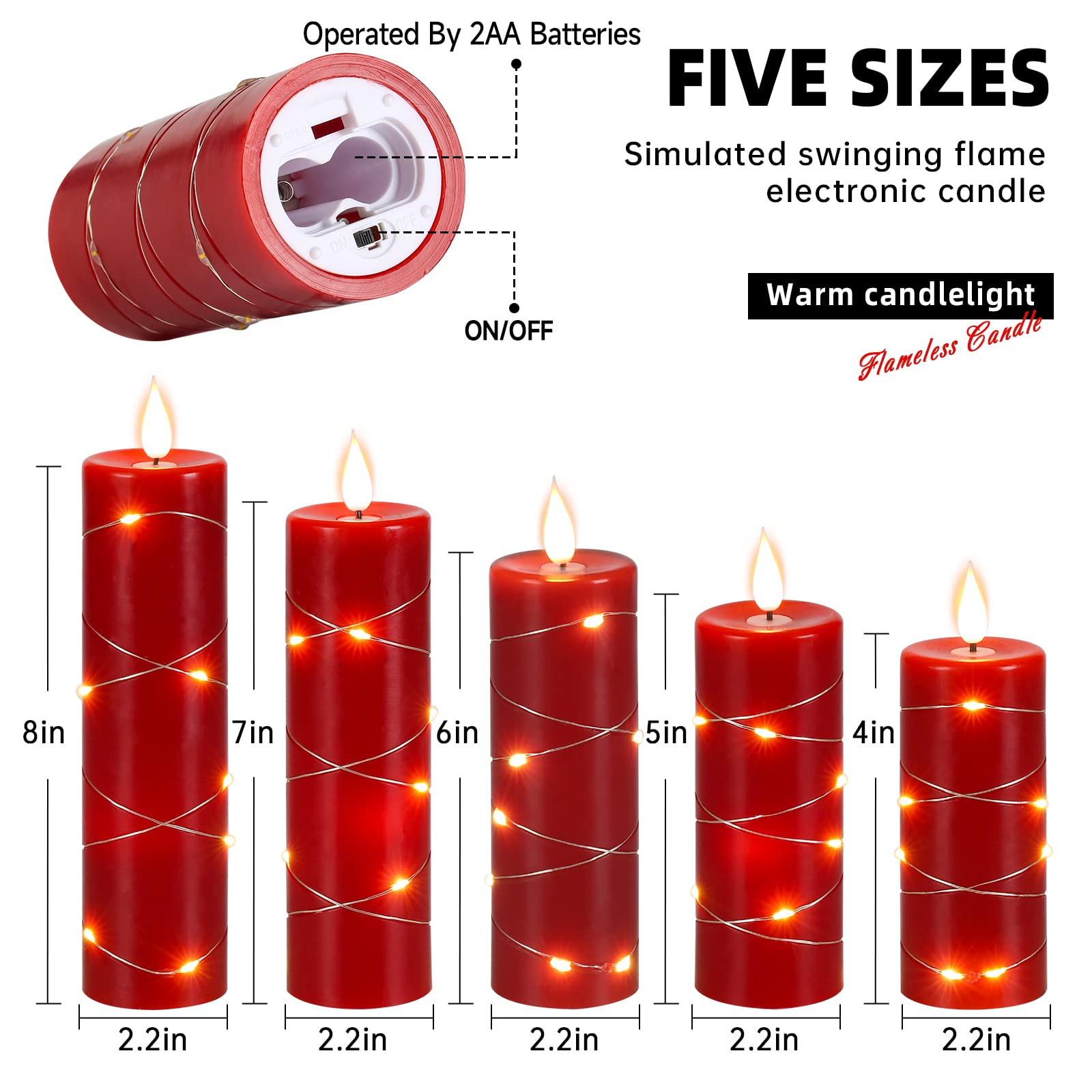Kiexung Timed candles powered by 5-cell batteries simplify daily setup.