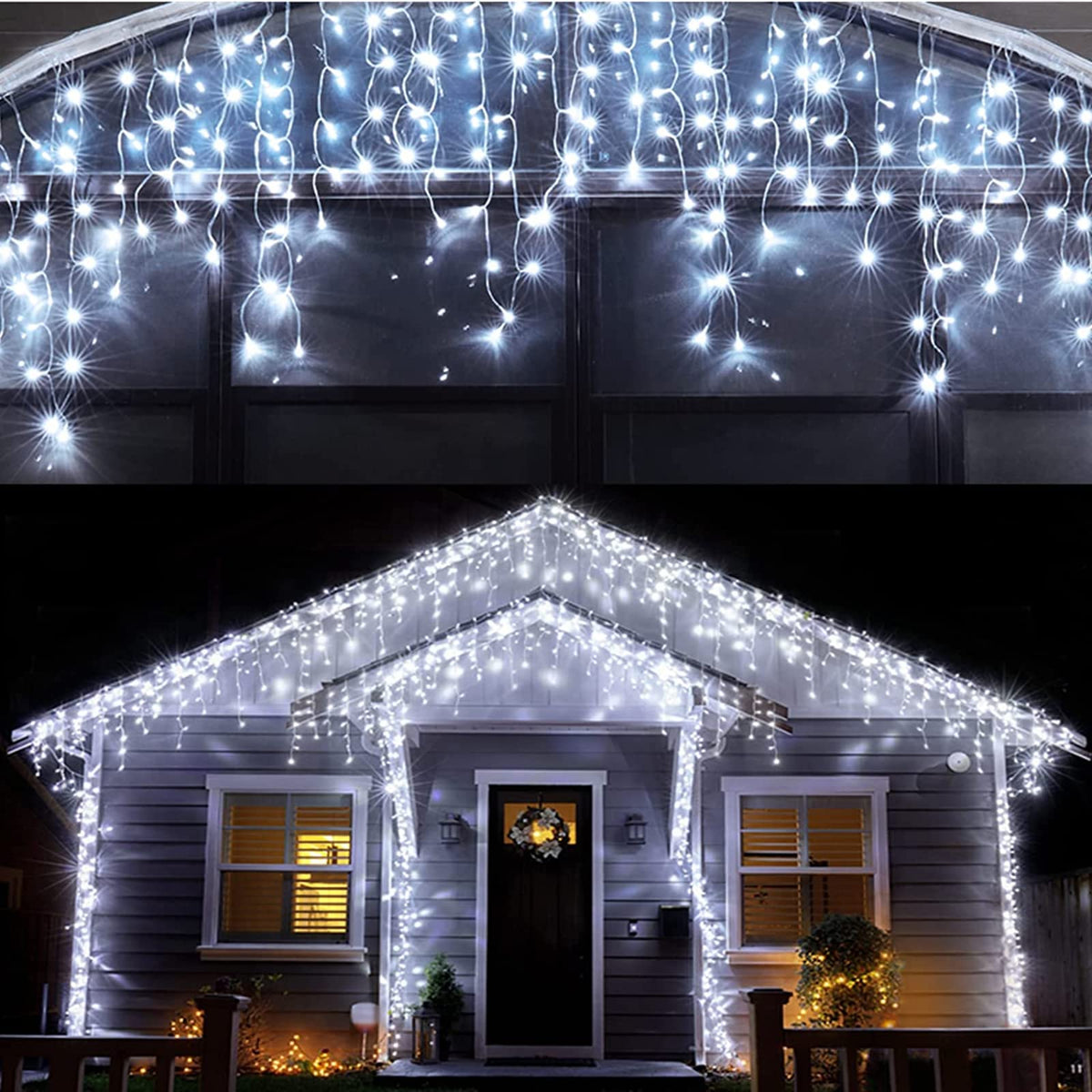 KiflyTooin LED Christmas lights for outdoor decor with 400 LEDs and 75 drops.