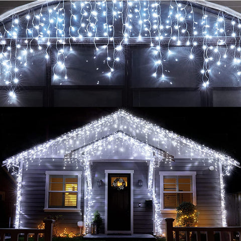 KiflyTooin LED Christmas lights for outdoor decor with 400 LEDs and 75 drops.