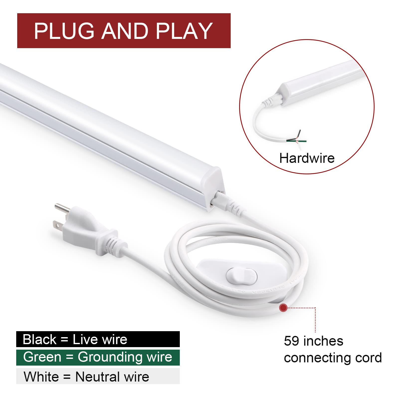 Kihung under cabinet 2ft LED light with frosted cover for kitchen tasks