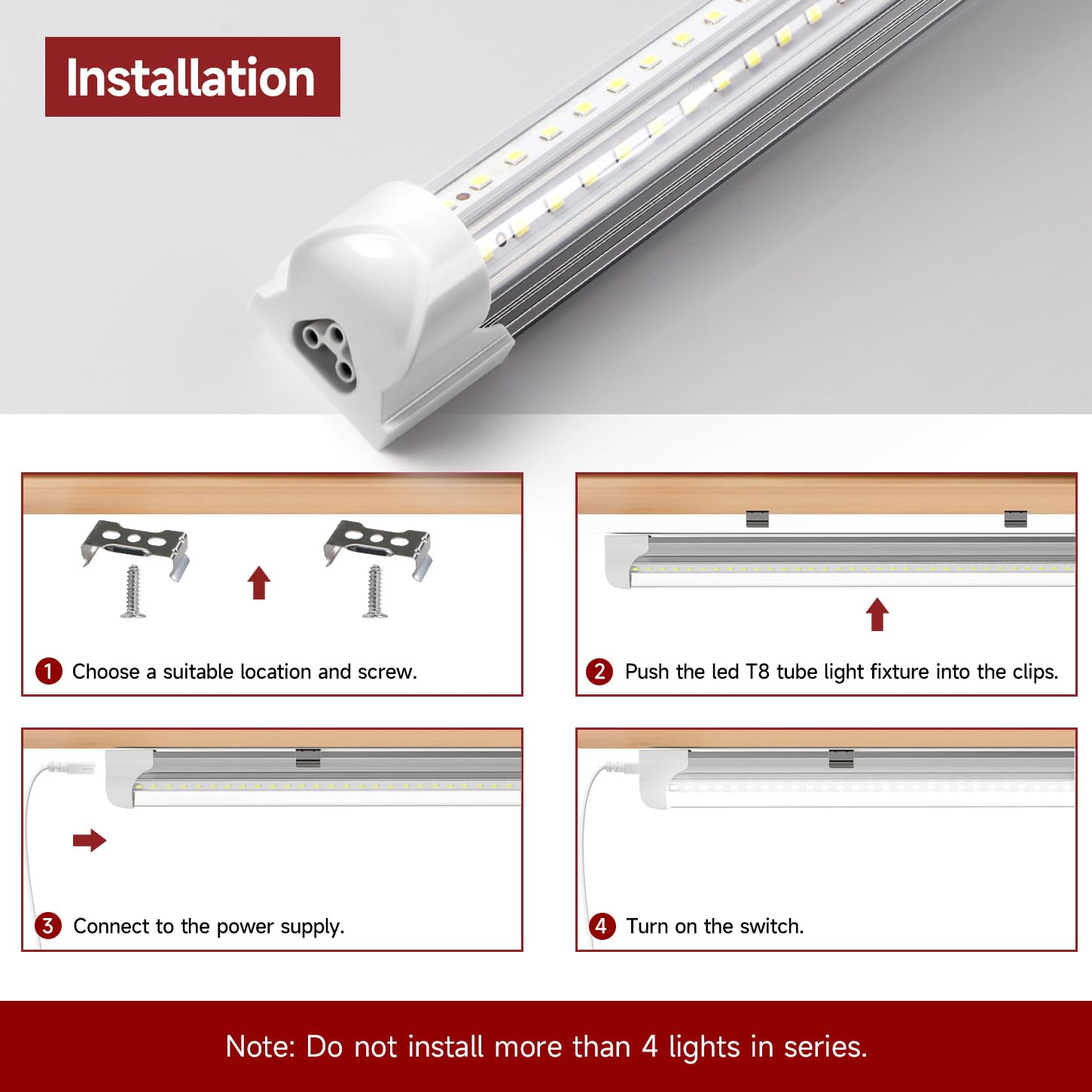 Kihung 30W LED tube delivers 6000K cool white brightness for tool areas.