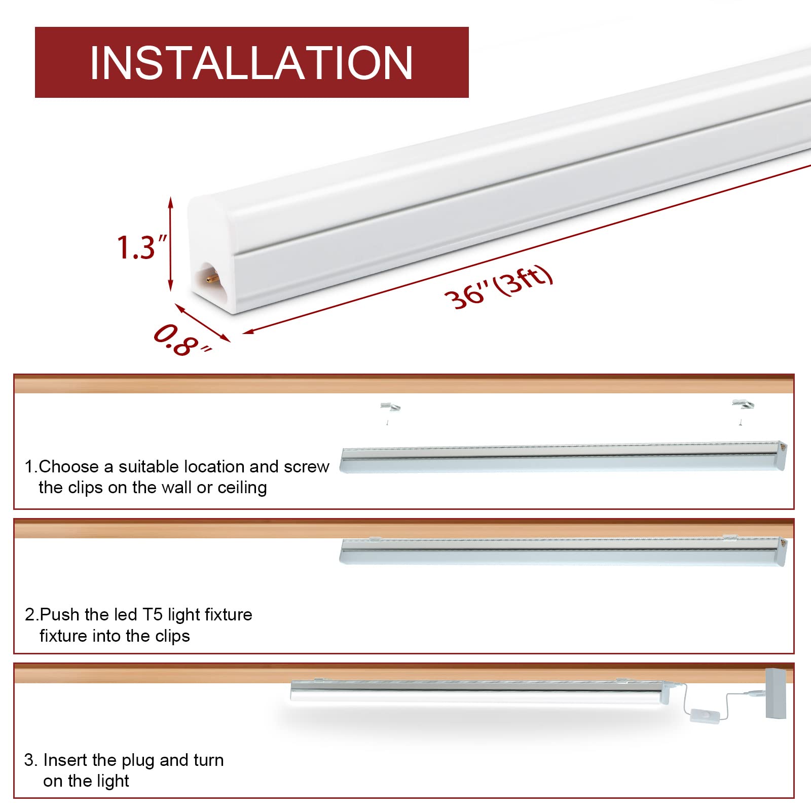 Kihung shop light with corded power and simple mounting for easy installation