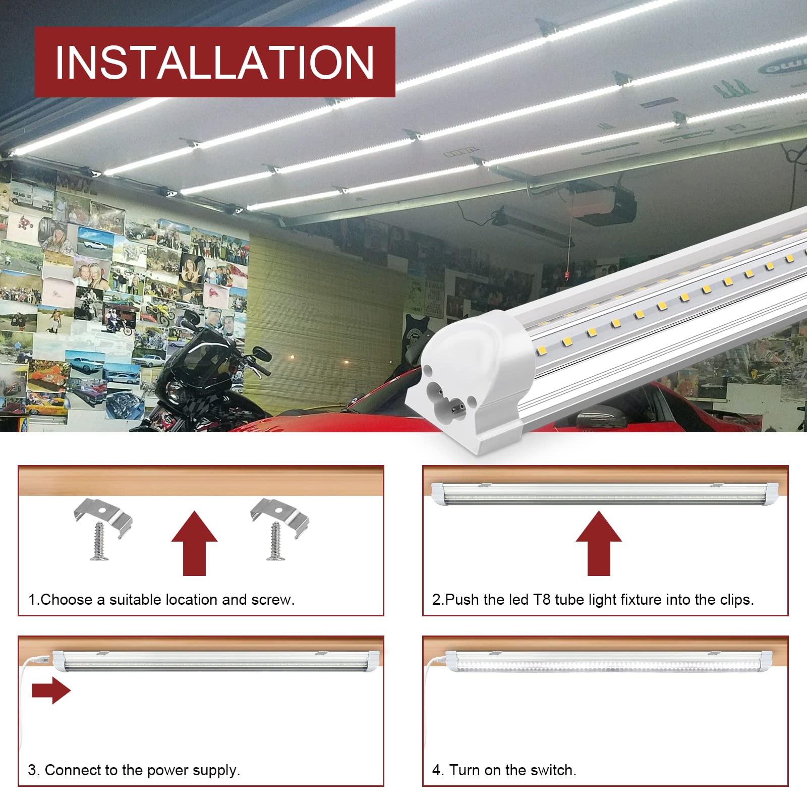 Kihung LED shop light 4ft basement brightness boosts tasks