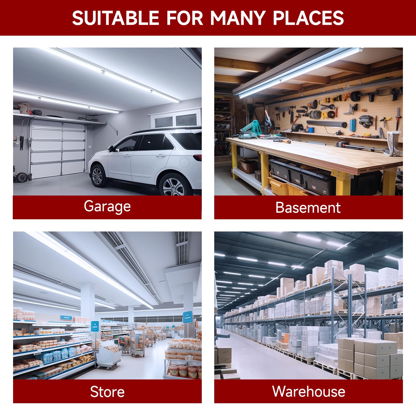 Kihung LED shop light 4ft side view simplifies mounting