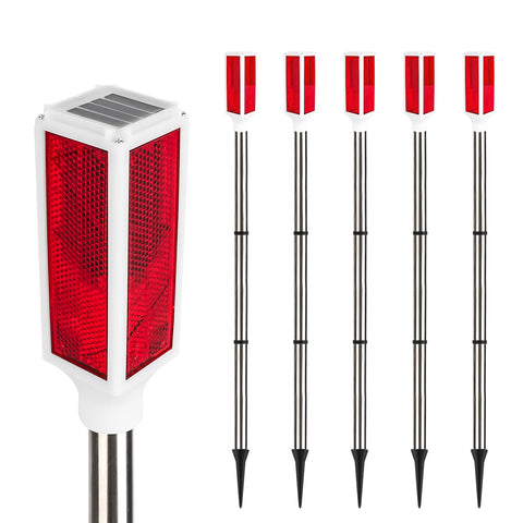 Kiinfendly red driveway marker pole for snowy paths with high visibility.