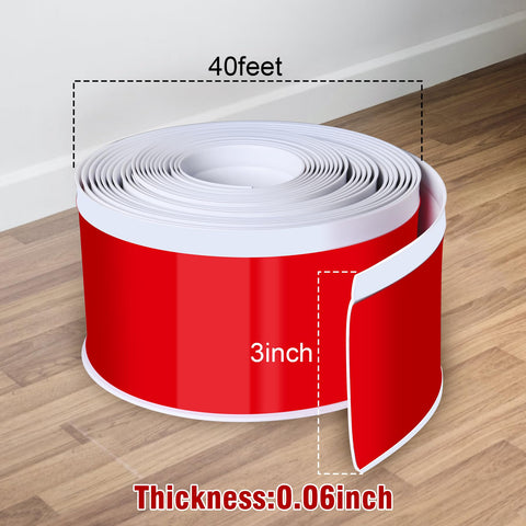 Kikerike baseboard adhesive backing close-up—pre-applied convenience