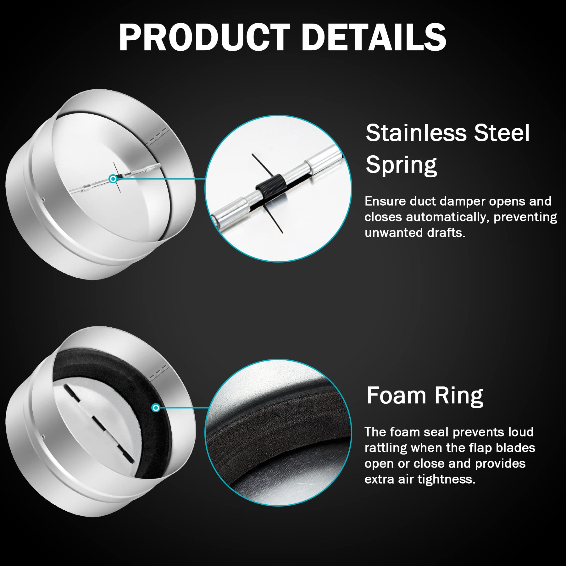 Kikerike inline vent deflector keeps fans efficient by preventing reverse airflow.