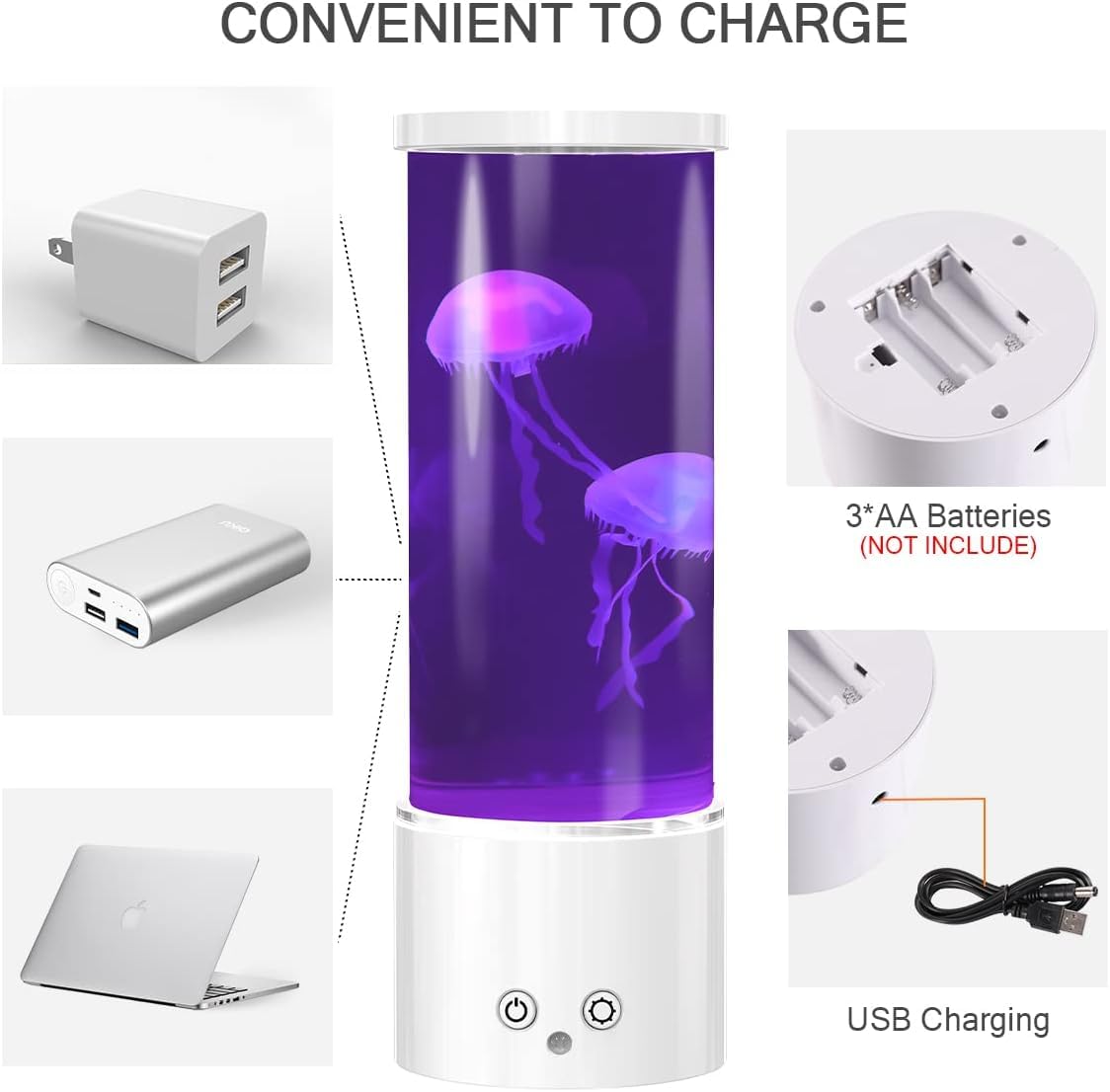 KIKILIVE Jellyfish Lamp color-changing mode with 17 RGB options.